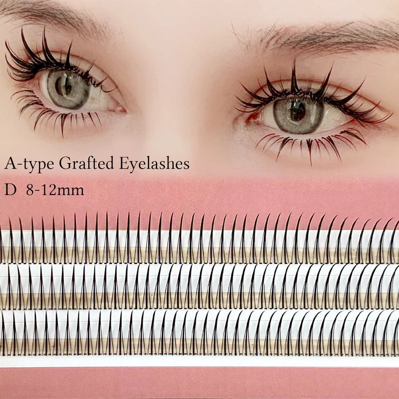 Natural Individual False Eyelashes - Grafted M-Shape Wispy Clusters, Multiple Lengths