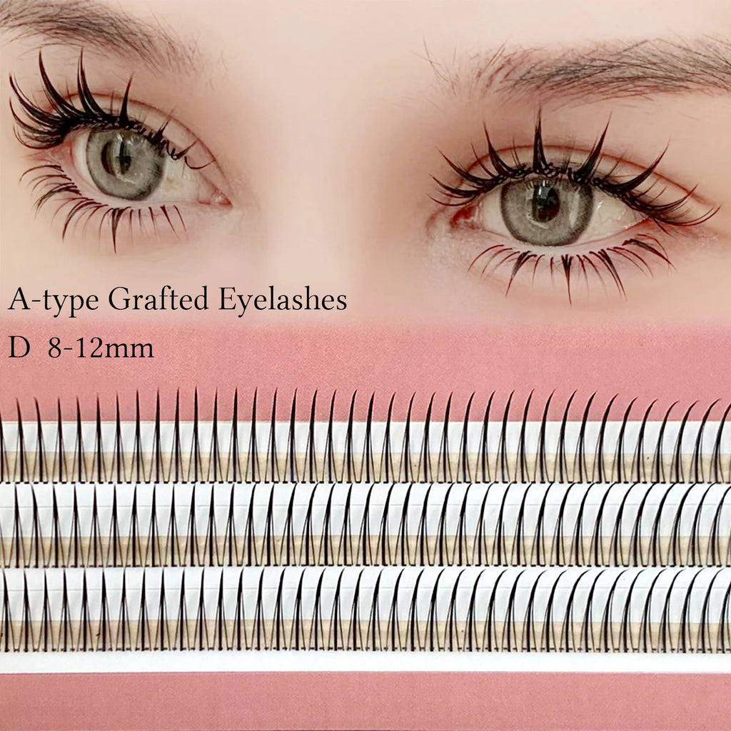 Natural Individual False Eyelashes - Grafted M-Shape Wispy Clusters, Multiple Lengths