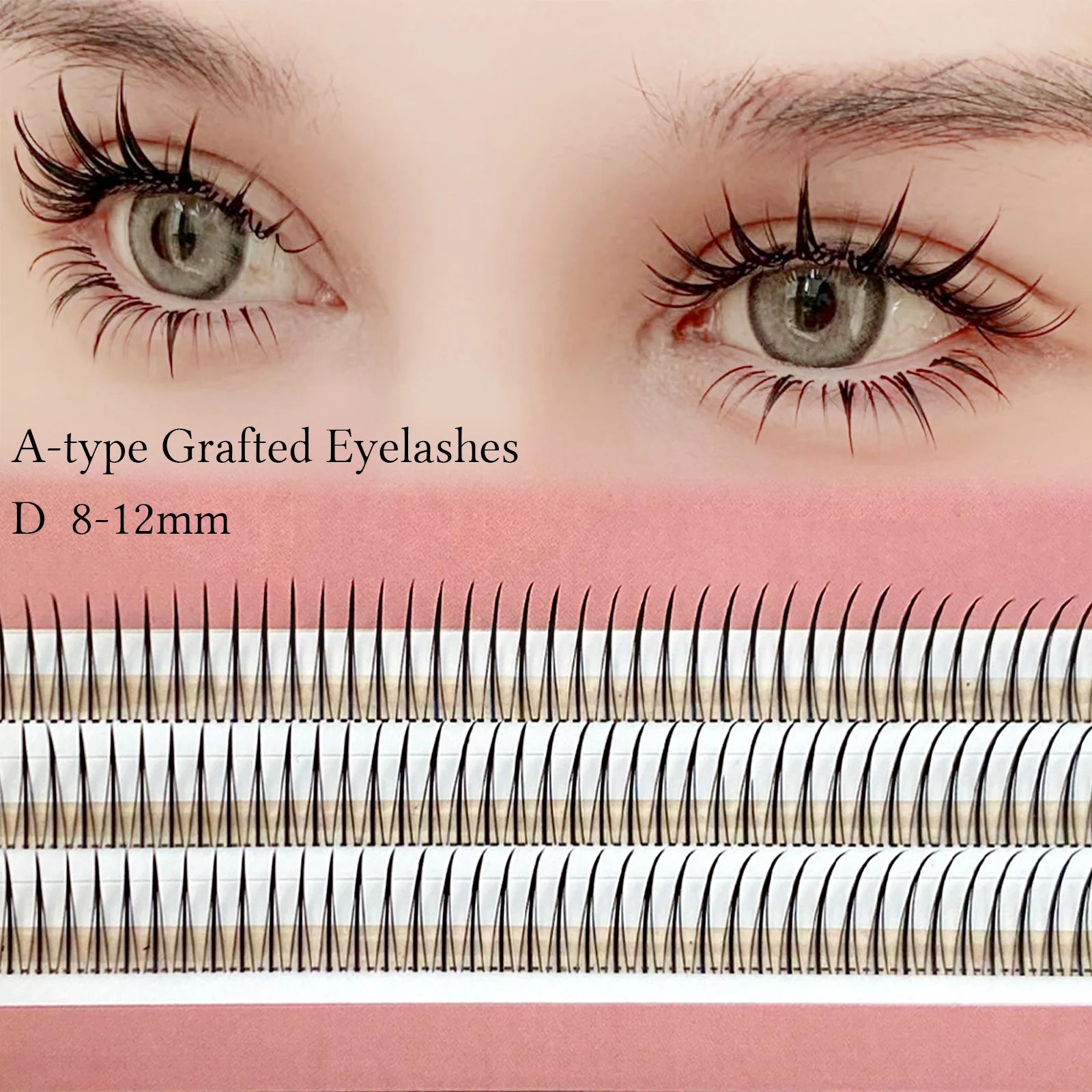 Natural Individual False Eyelashes - Grafted M-Shape Wispy Clusters, Multiple Lengths