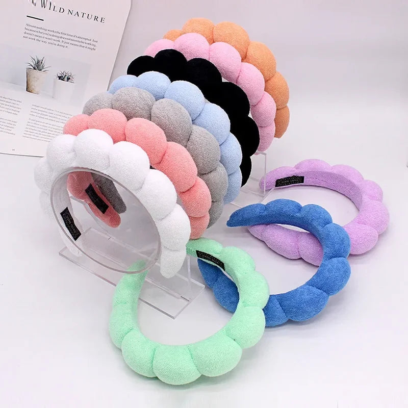 Women Girls Bubble Terry Cloth Hair Headbands - Soft Retro Hair Accessories