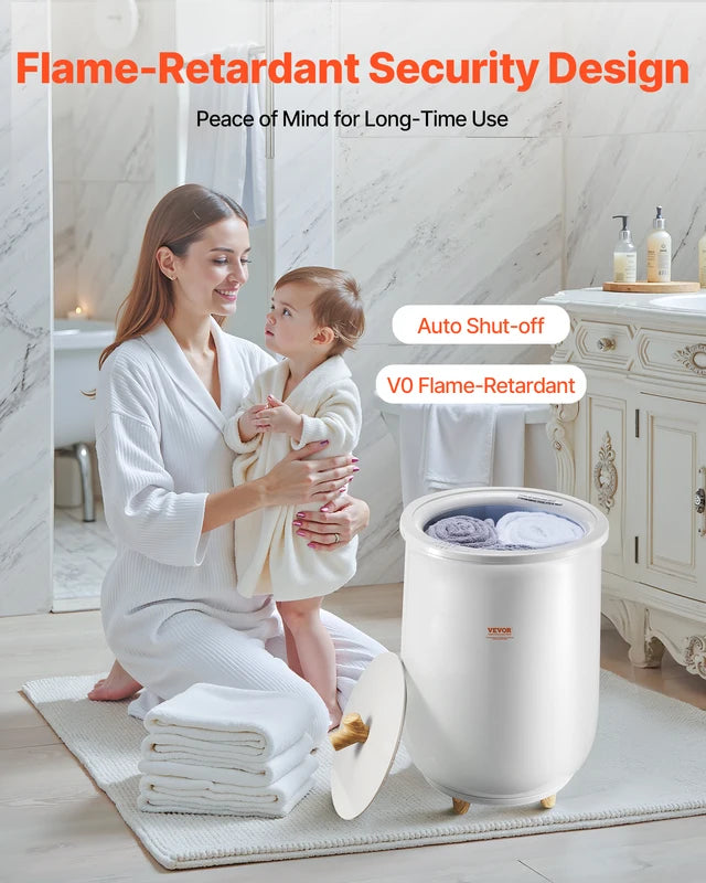 20L Heated Towel Warmer Bucket with LED Light & Auto Shut-Off for SPA & Home