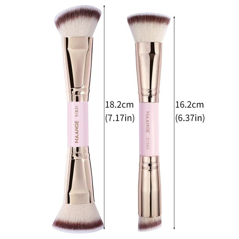 2PCS Makeup Brush Set for Foundation, Blush & Contour - Synthetic Face Brushes