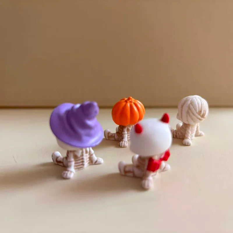 Halloween Mini Figurines Set - Spooky Resin Decor with Pumpkins Ghosts Skulls