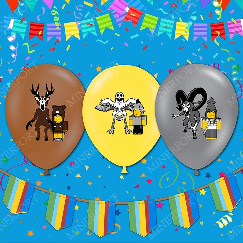 Kids Party Latex Balloons Set - Robot 99 Nights in the Forest Design, 12 Pack