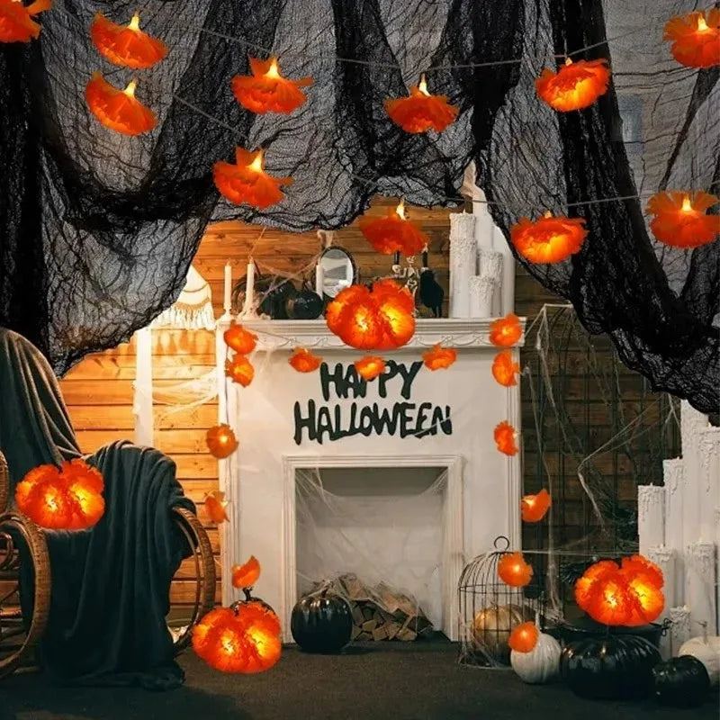 LED String Lights for Halloween Outdoor Party Decorations Marigold Garland Battery Powered
