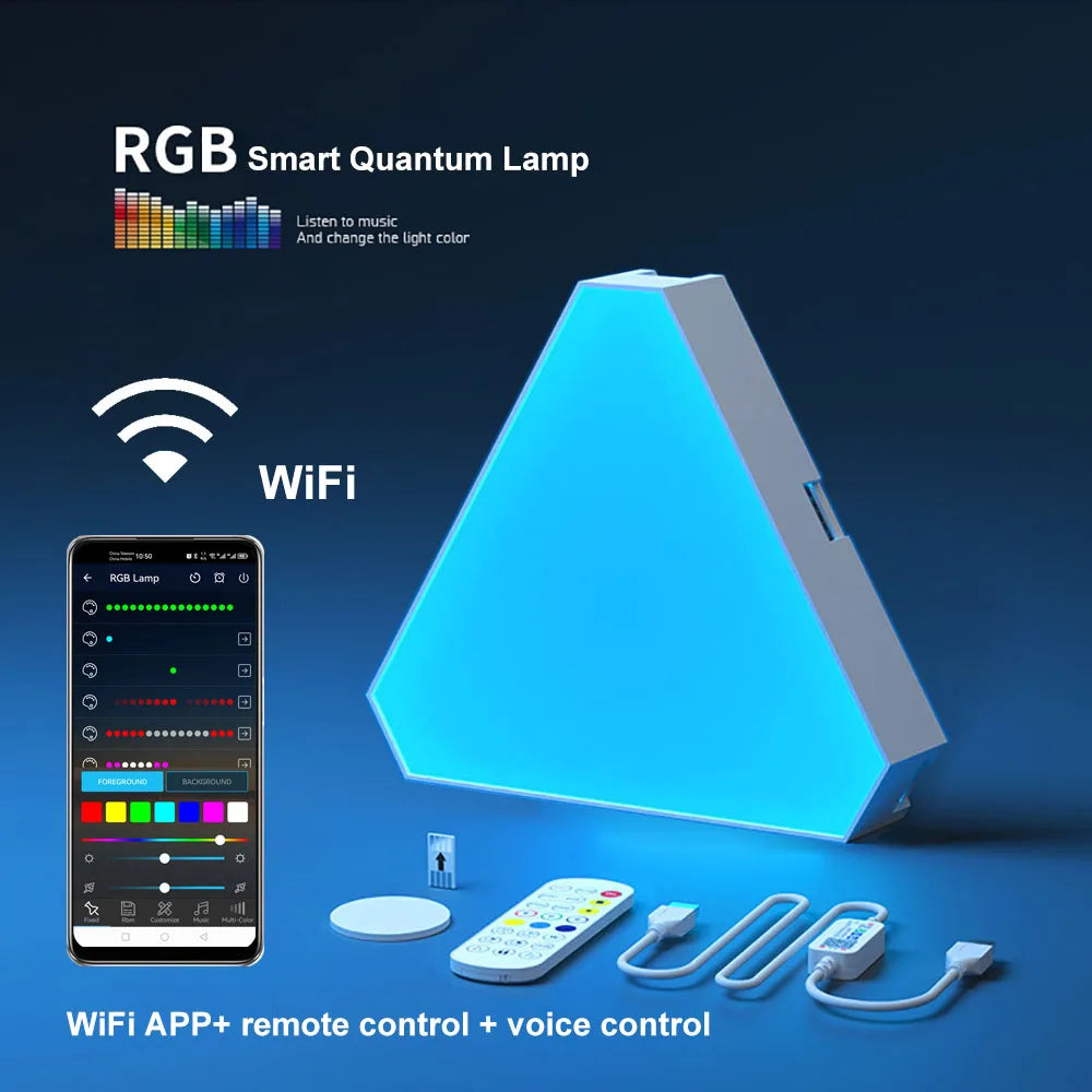 RGB LED Triangular Wall Lamp for Bedroom Office Decor - Smart Pickup Rhythm Light