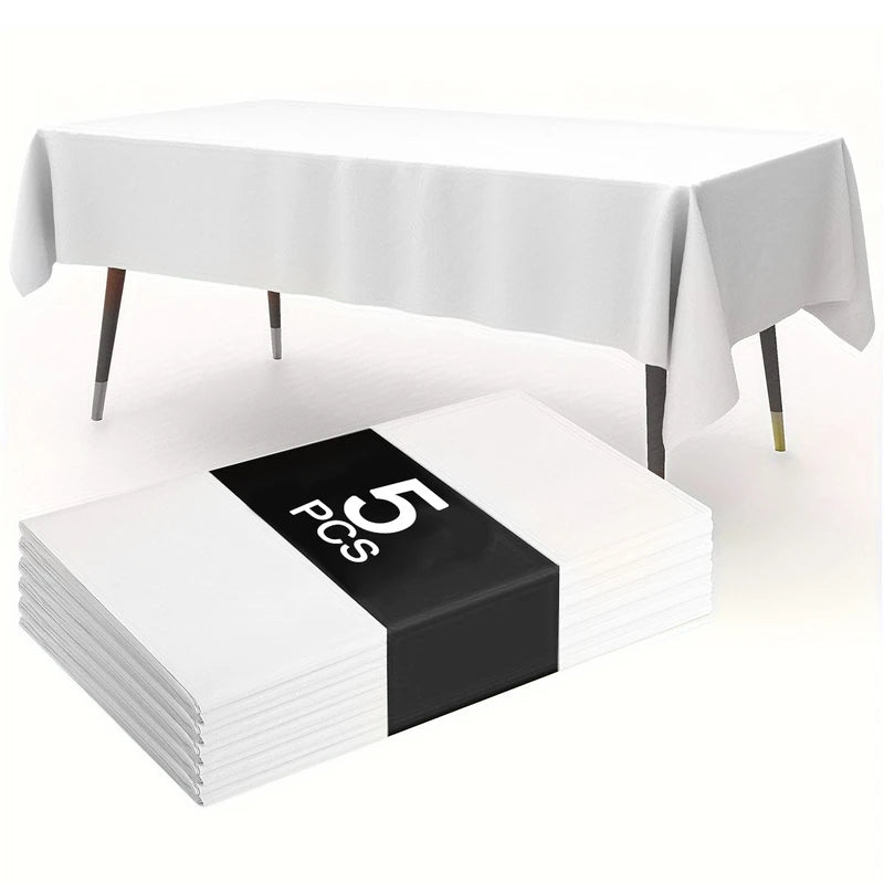 Disposable Plastic Tablecloth - 183x137cm White for Birthday & Wedding Decor