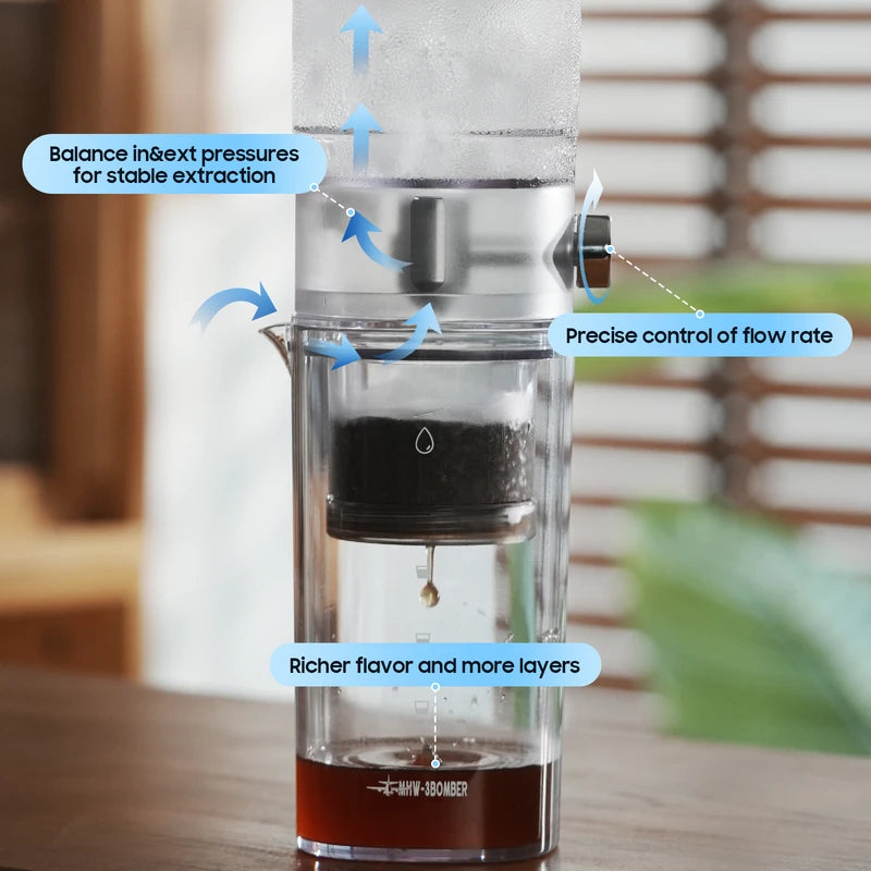 Portable Cold Brew Coffee Maker 400ml Iced Coffee Brewer Camping Tool
