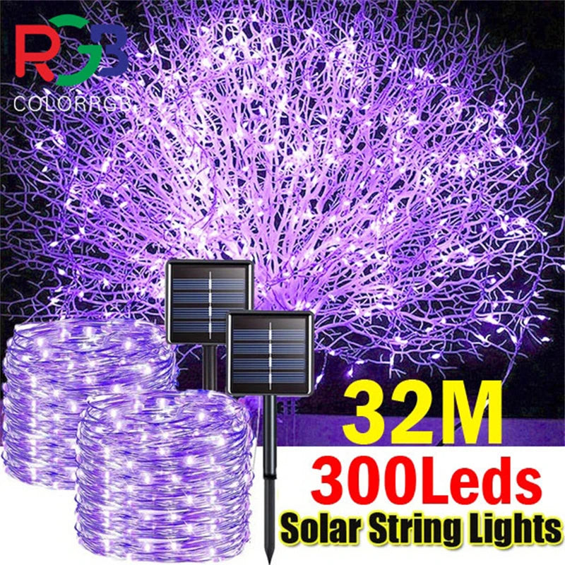 Outdoor Solar Fairy String Lights Waterproof Garden Decoration with 8 Modes