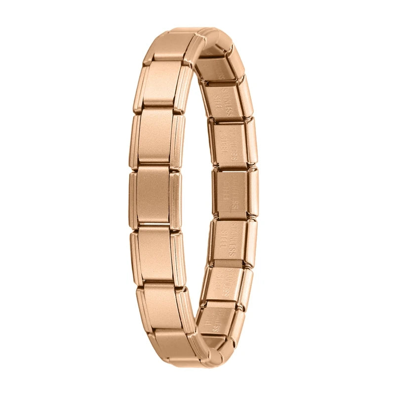 Women Men DIY Modular Charm Bracelet Stainless Steel 9MM Wide Jewelry