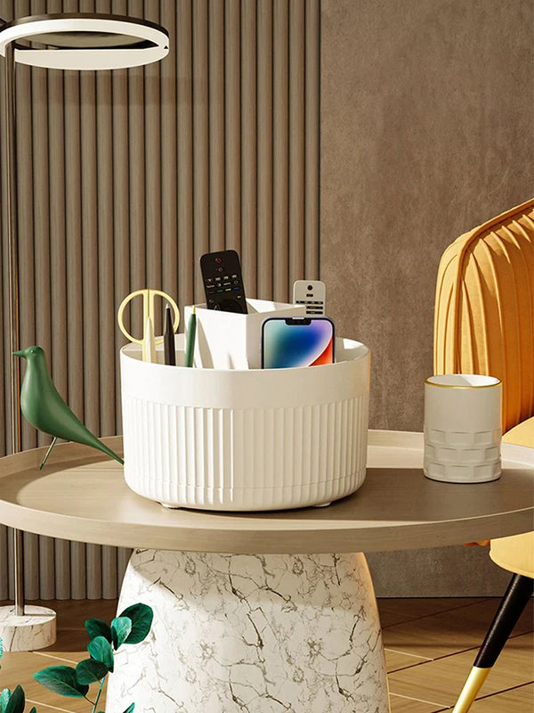 Rotating Makeup Brush & Cosmetic Storage Container with 360° Access
