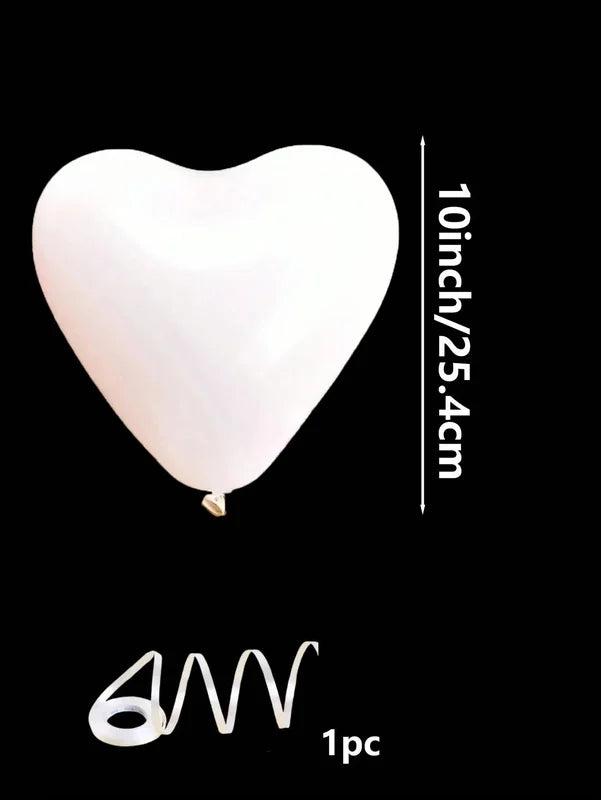 Heart-Shaped Latex Balloons Set - 10 Inches for Birthday and Valentine Decor