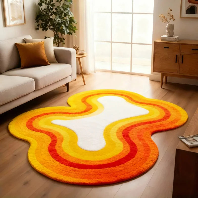Colorful Irregular Rug Non-Slip Washable Floor Mat for Living Room & Bathroom