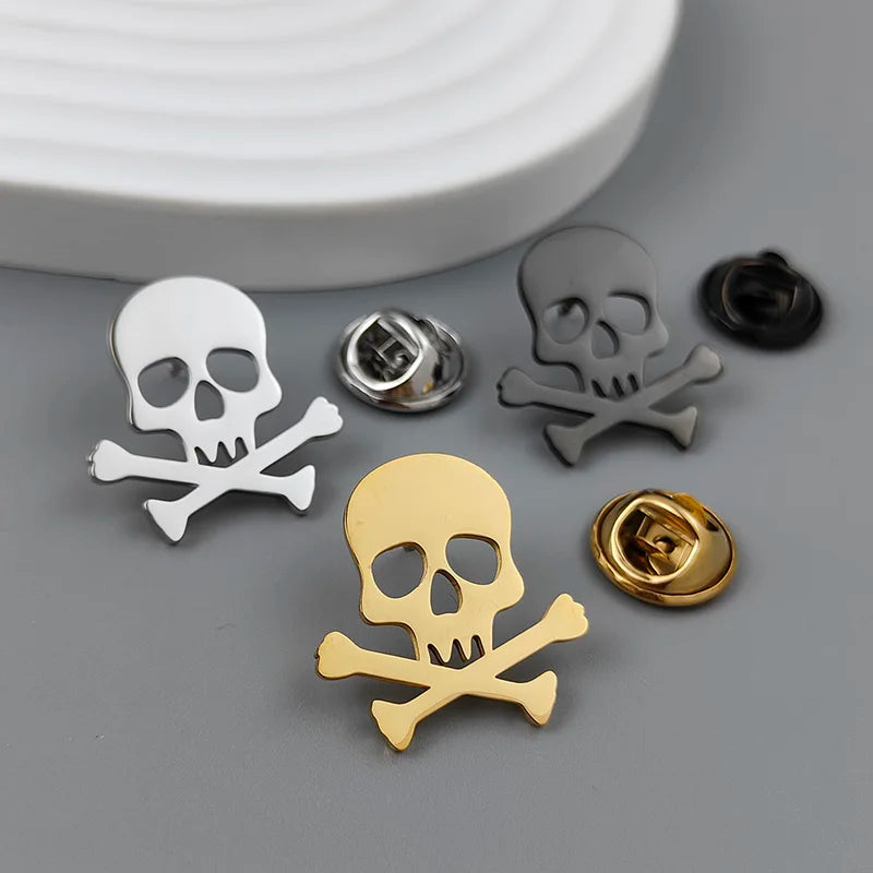 Gothic Skull Brooch Pin Punk Style Halloween Jewelry for Men Women
