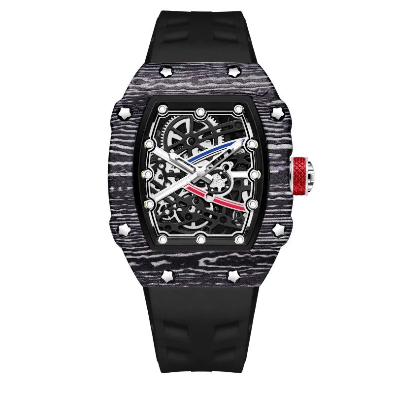Trendy Quartz Watch for Men with Colorful Stripes and Painted Dial - Classic Date