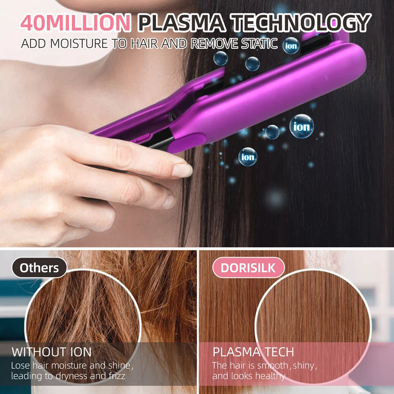 Professional Hair Straightener 500°F Plasma Ceramic Plates Fast Heating Flat Iron