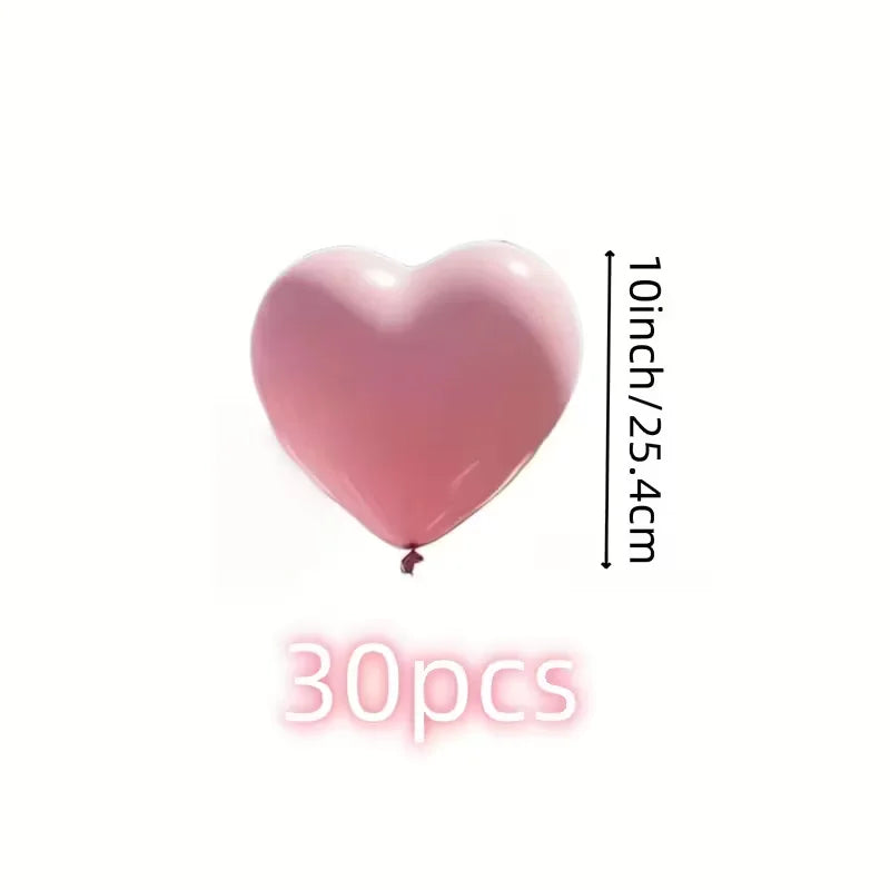 30 Pink Heart-Shaped Latex Balloons for Valentine's Day Wedding Festival Decor