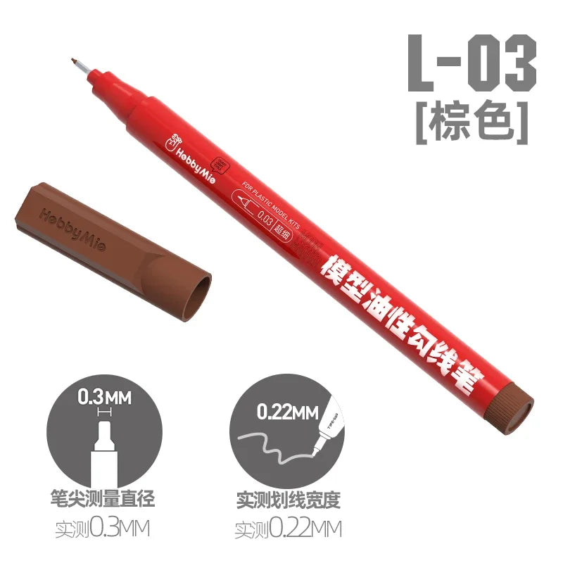 Hobby Paint Pen Model Set - Ultra-Fine Oily Waterproof Coloring Tools for DIY Hobby Models