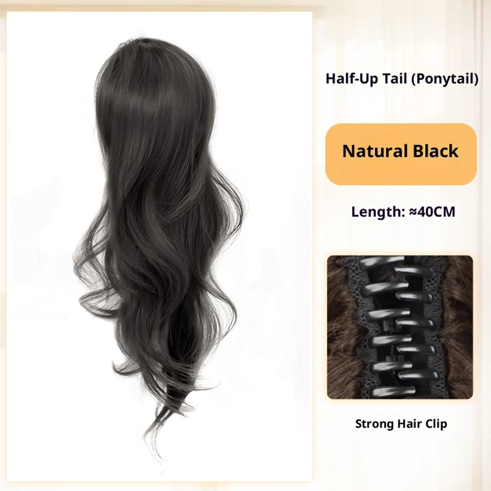 16 Inch Waterfall Half Up Layered Curly Ponytail Synthetic Hair Hair Accessories for Women