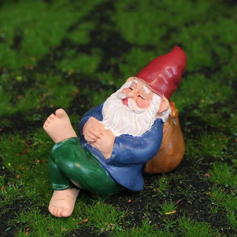 Garden Gnome Figurine Resin Miniature Outdoor Decor for Lawn & Garden