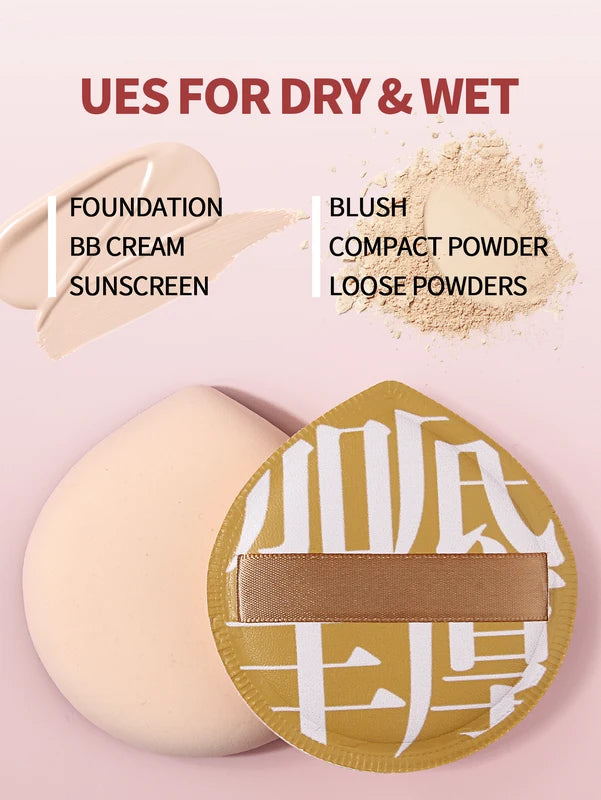 Large Cosmetic Makeup Sponge Puff Set - Wet & Dry Use, Thick Material, Face Foundation Blenders