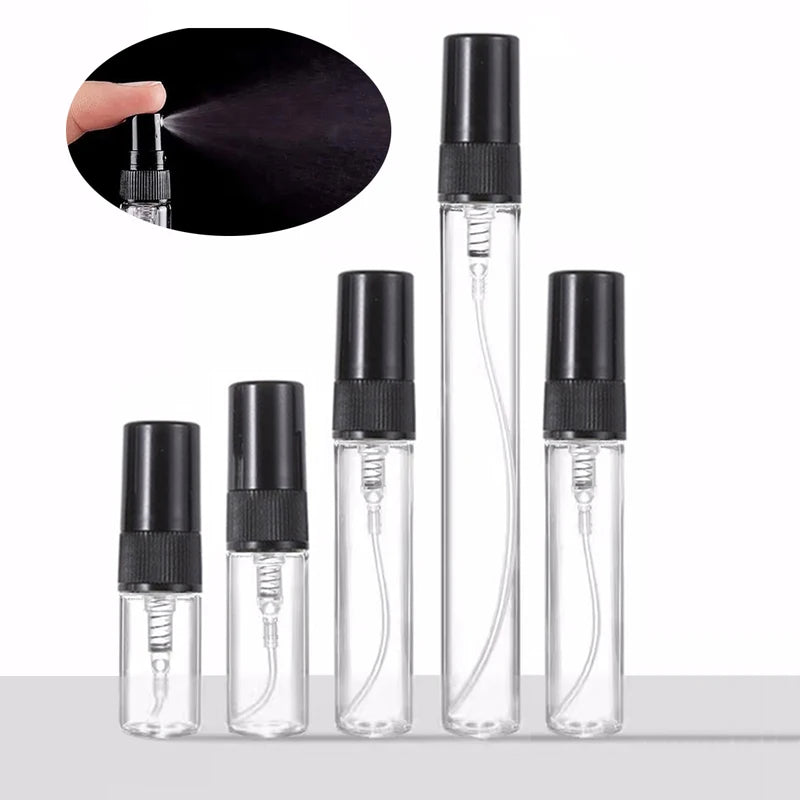 10pcs Refillable Glass Perfume Spray Bottles Set - Travel Sample Containers