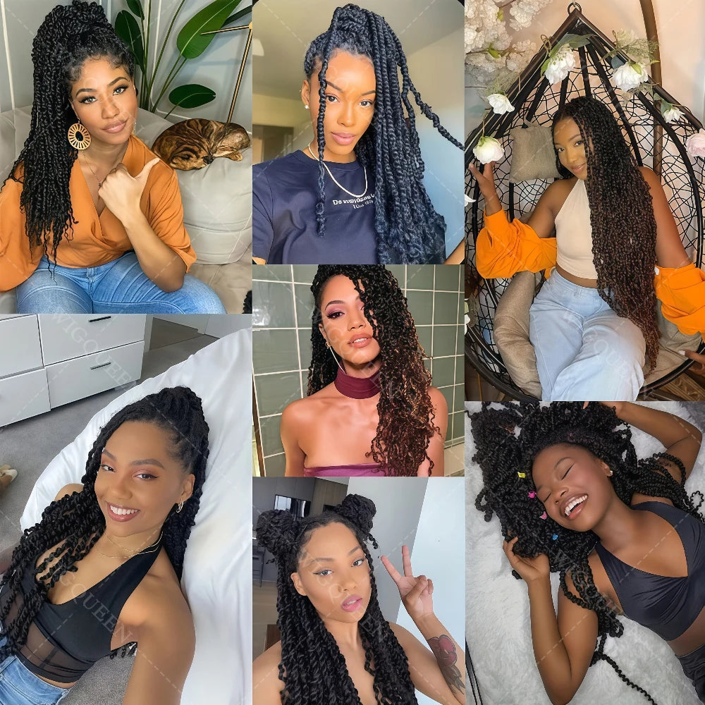 Kinky Curly Crochet Hair Extensions Pre-Looped Human Hair Knotless Boho Style