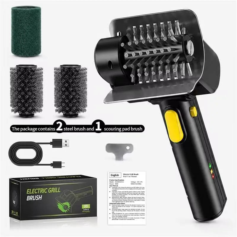 Electric Grill Brush 2.5H Runtime 1100RPM Stainless Steel BBQ Cleaning Tool