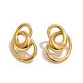 Geometric Hollow Stainless Steel Stud Earrings - Unisex Daily Jewelry