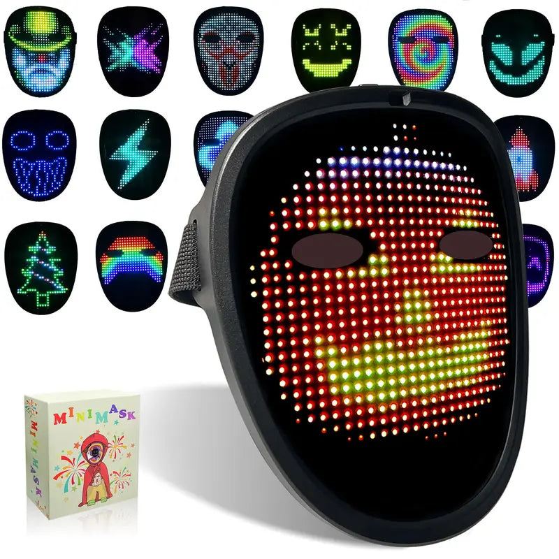 Kids LED Mask with Gesture Sensing Light Up Costume Mask for Halloween & Parties