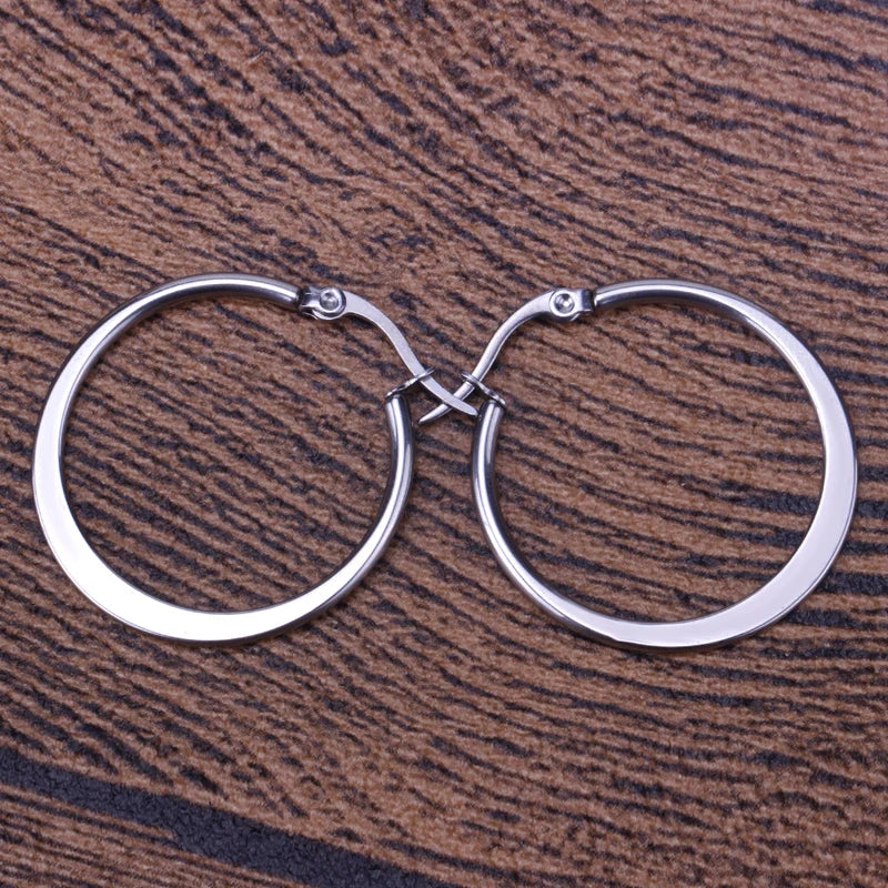 Vintage Hoop Earrings for Women 15mm/25mm/35mm Stainless Steel Gold Plated Jewelry