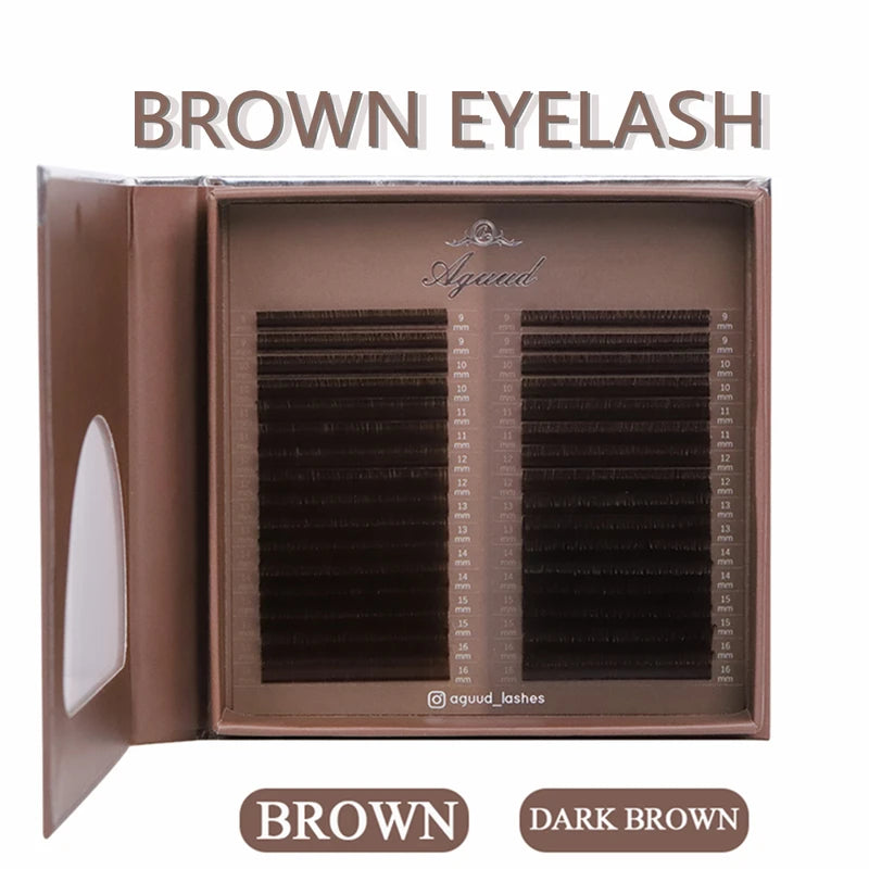 Premium Mink Eyelash Extensions - 32 Rows Brown Chocolate Curl 9-16mm