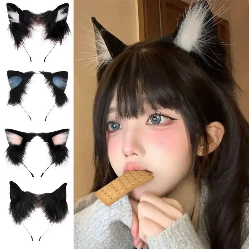 Cute Plush Cat Ear Headband for Halloween Cosplay and Parties