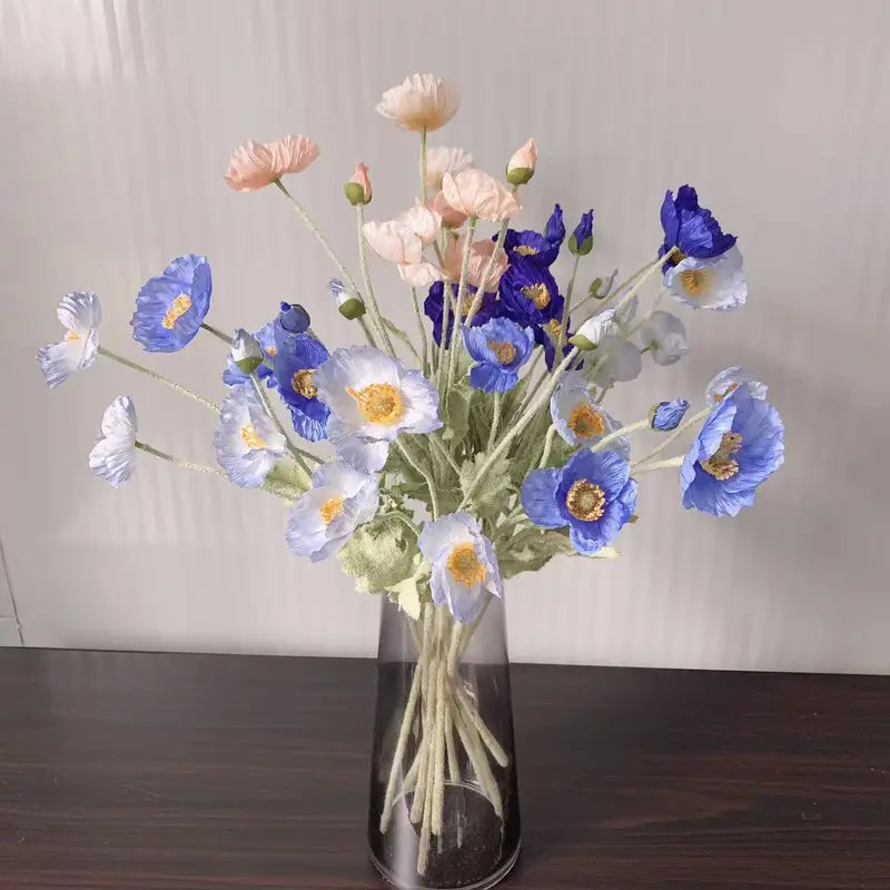Artificial Poppy Flowers Bouquet - Silk Fake Flowers for Home & Wedding Decor