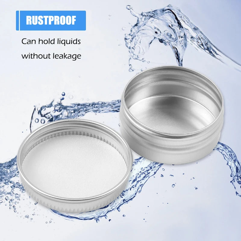 Round Aluminum Storage Cans with Screw Top Lids for Lip Balm Beard Oil 5-100ml