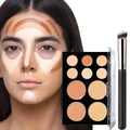 10-Color Cream Contour Palette with Brush | Waterproof Face Makeup Kit for Beginners