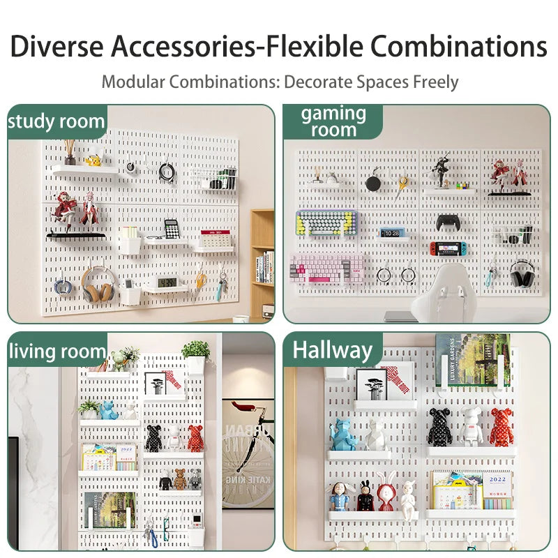 Pegboard Wall Organizer with Shelves for Office & Study Room - Tool-Free, Scratch-Resistant, Easy to Install