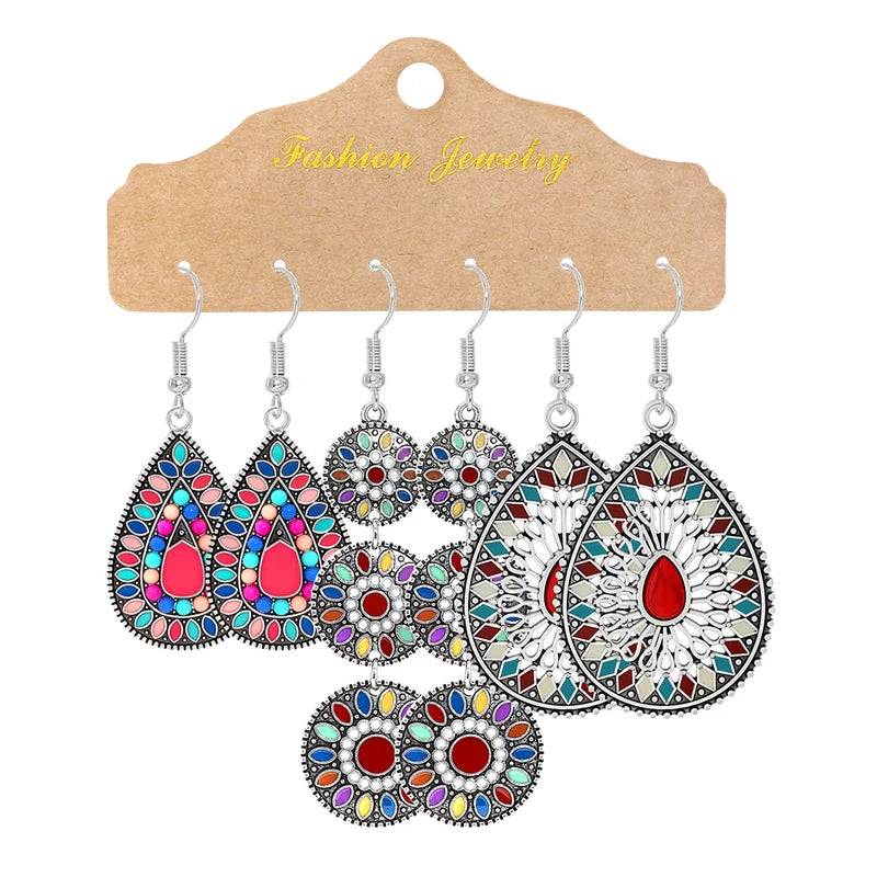 Boho Style Geometric Dangle Earrings for Women - Multi-Style Party Jewelry