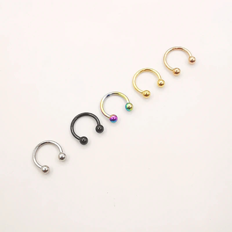 20 Pcs Stainless Steel Circular Barbell Lip & Eyebrow Rings Body Piercing Jewelry
