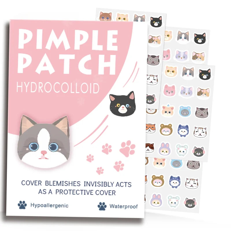 40pcs Salicylic Acid Acne Patches - Invisible Cat-Shaped Skin Care Stickers for Pimples