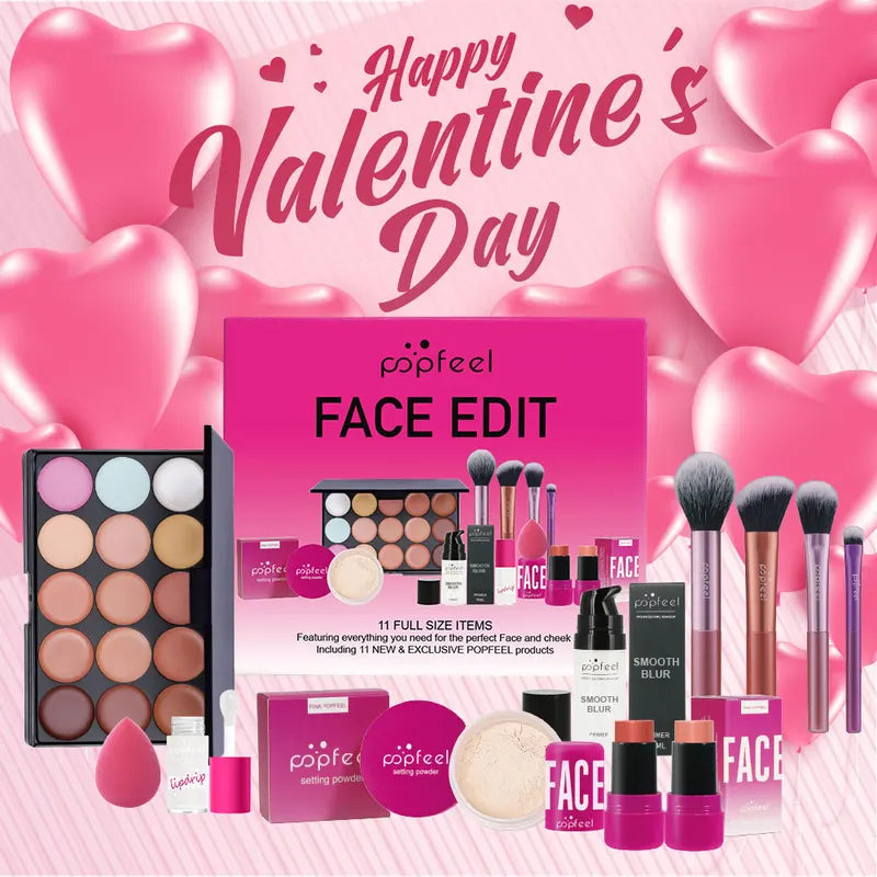 Valentine's Day Makeup Gift Set - All-in-One 11-Piece Cosmetic Kit for Women