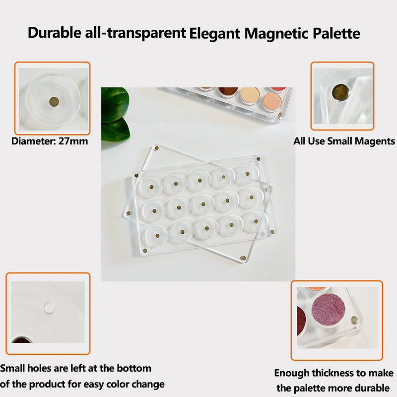 Empty Magnetic Eyeshadow Palette DIY Acrylic Makeup Organizer - 26mm Holes
