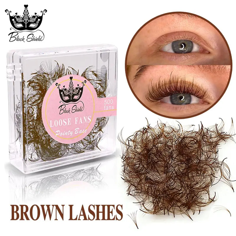 Premade Lash Extensions 500 Fans - Natural Dark Brown Volume Lashes