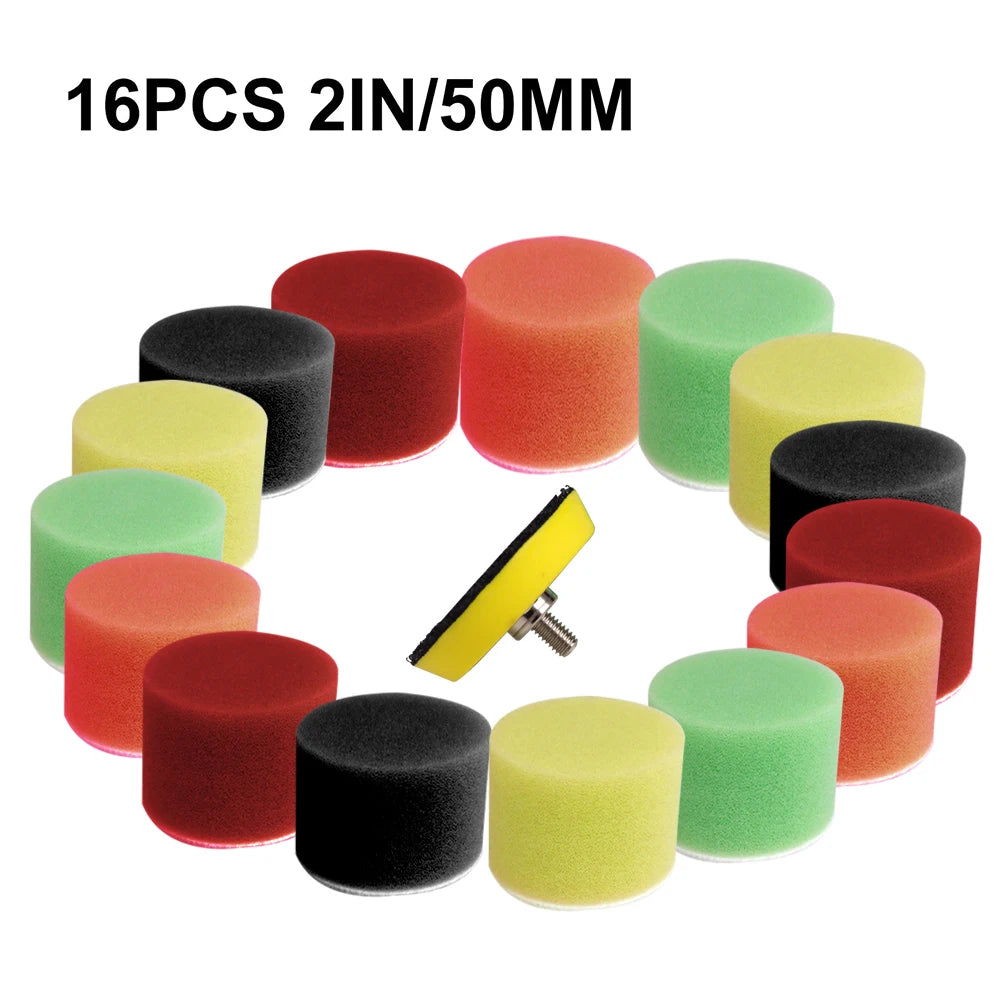 Car Buffing & Polishing Sponge Pad Kit 16pcs 2 inch 50mm for Auto Detailing