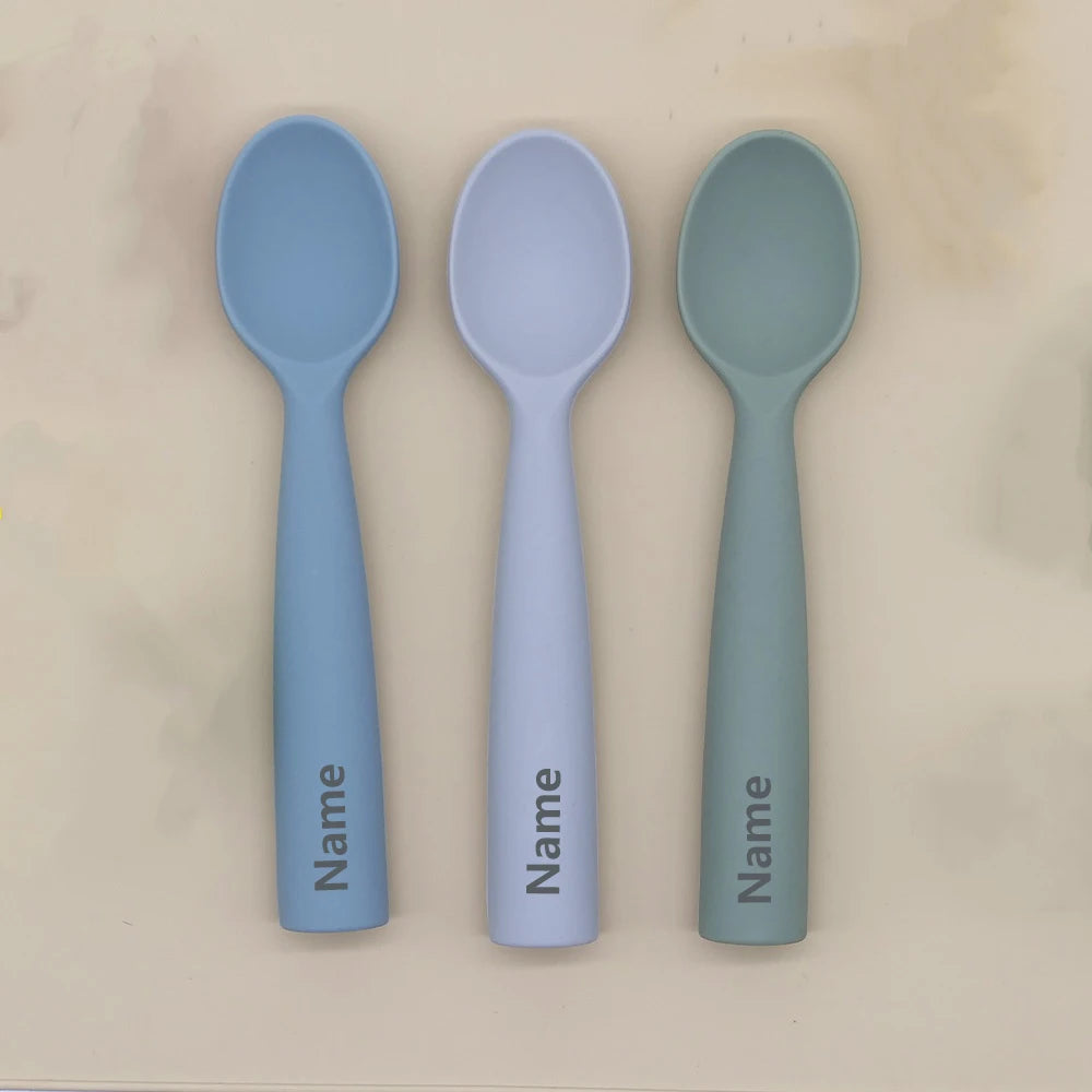 Personalized Silicone Baby Spoon - Soft Childrens Feeding Utensil with Custom Name