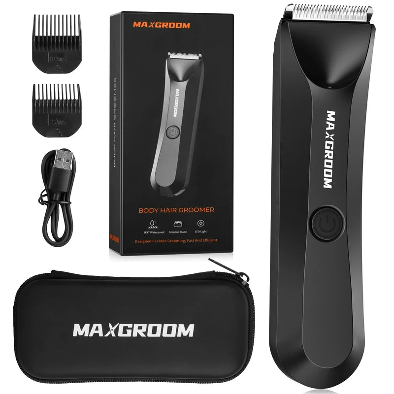 Men's Body Hair Trimmer Electric Razor Waterproof with Ceramic Blades