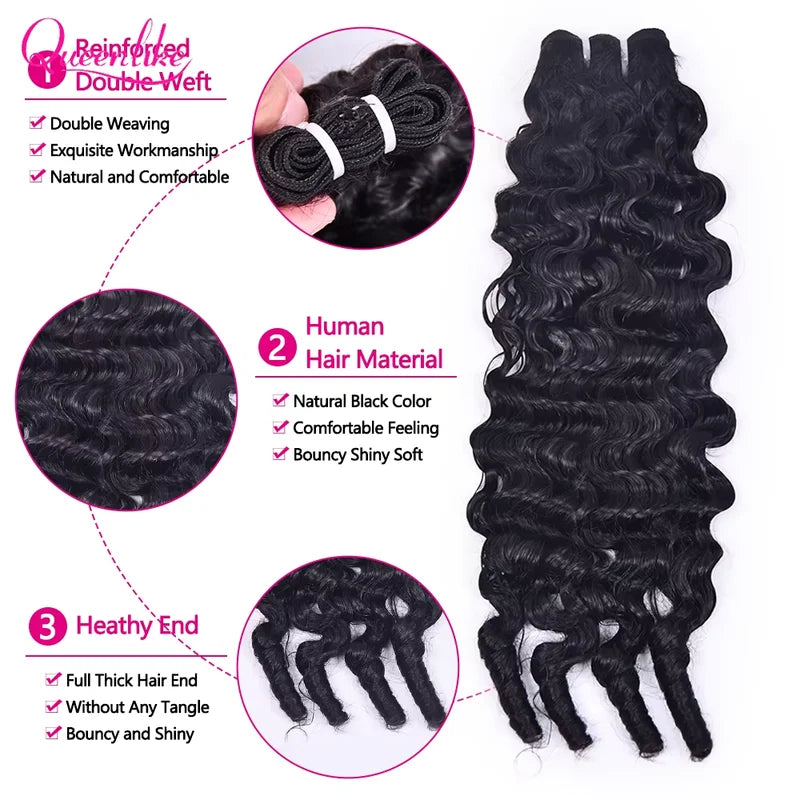 Queenlike Burmese Curly Human Hair Bundles 15A Double Drawn 3/4/6 Pack