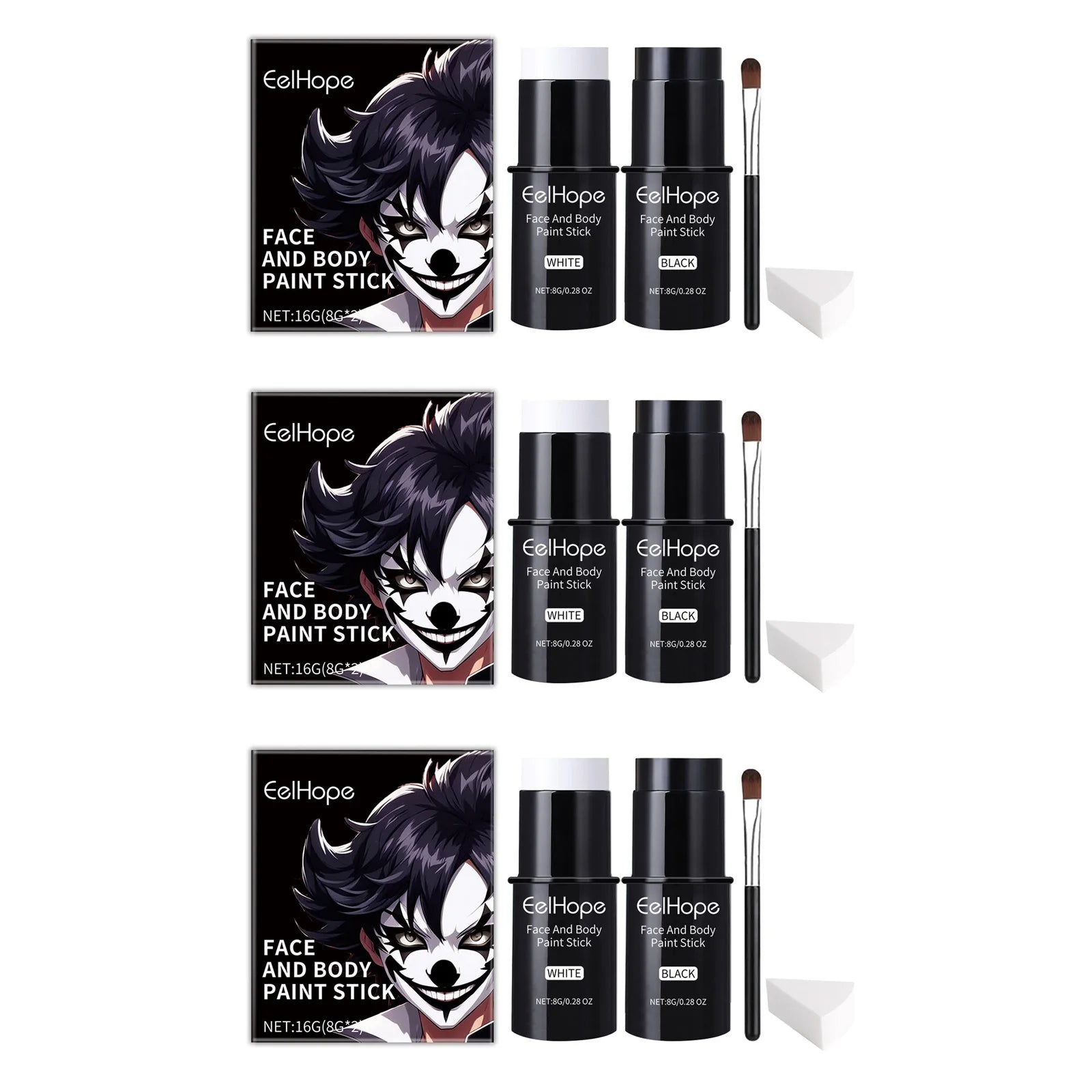 Halloween Face & Body Paint Kit - Waterproof Long-Lasting Makeup Set for Costumes