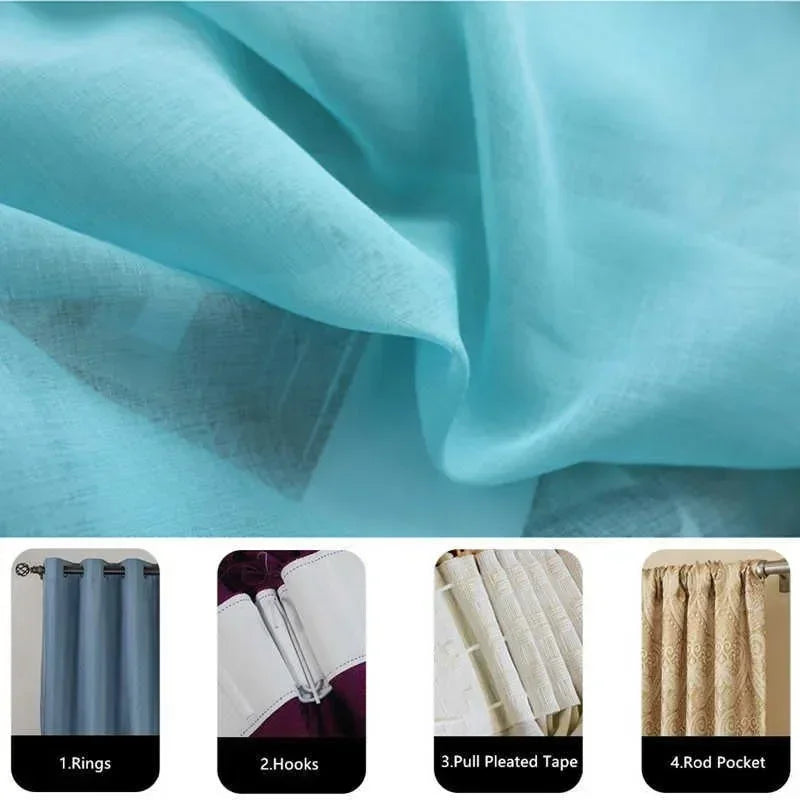 Sheer Voile Curtain for Living Room & Bedroom - Tulle Drapes, Multiple Colors