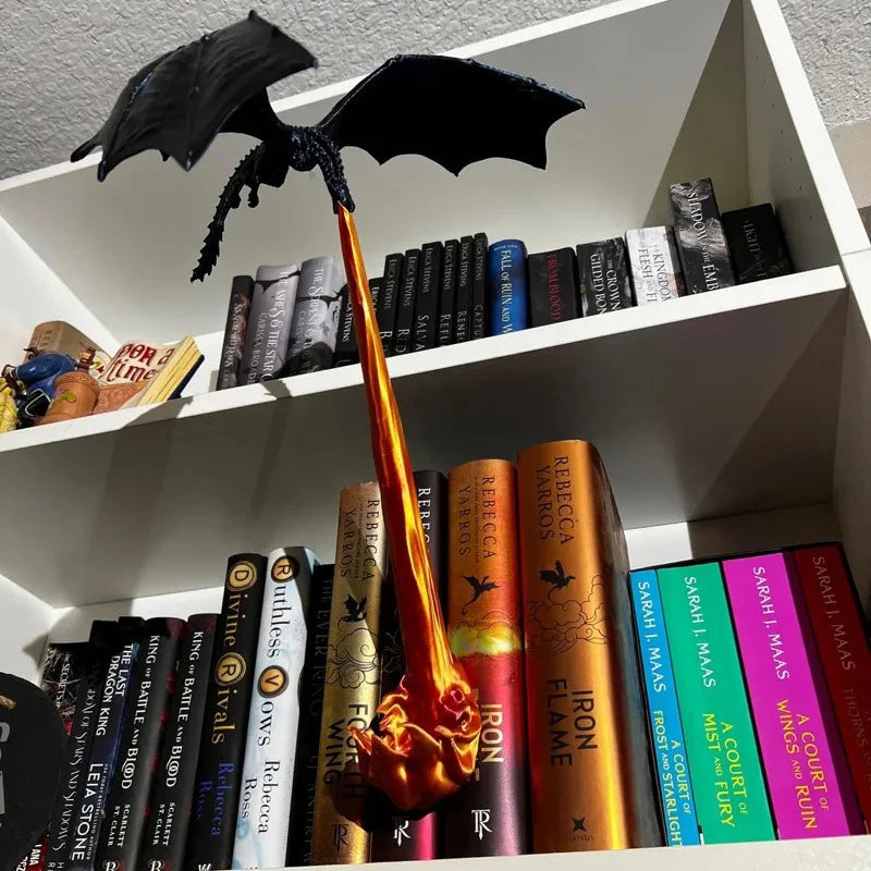 Dragon Flame Bookend Decor - Creative Fire Dragon Bookshelf Ornament Gift